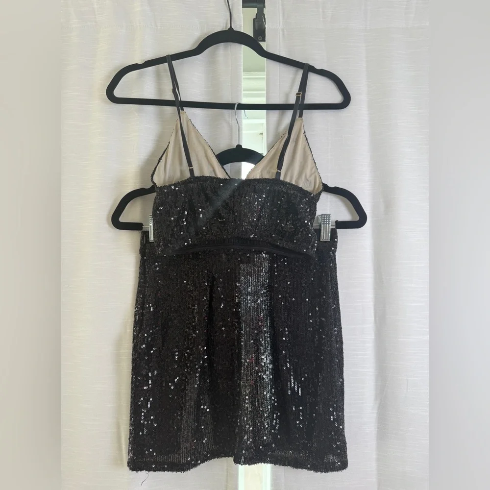 East N West Label Black sequin star crop top & mini skirt set festival | Size M - Picture 15 of 17